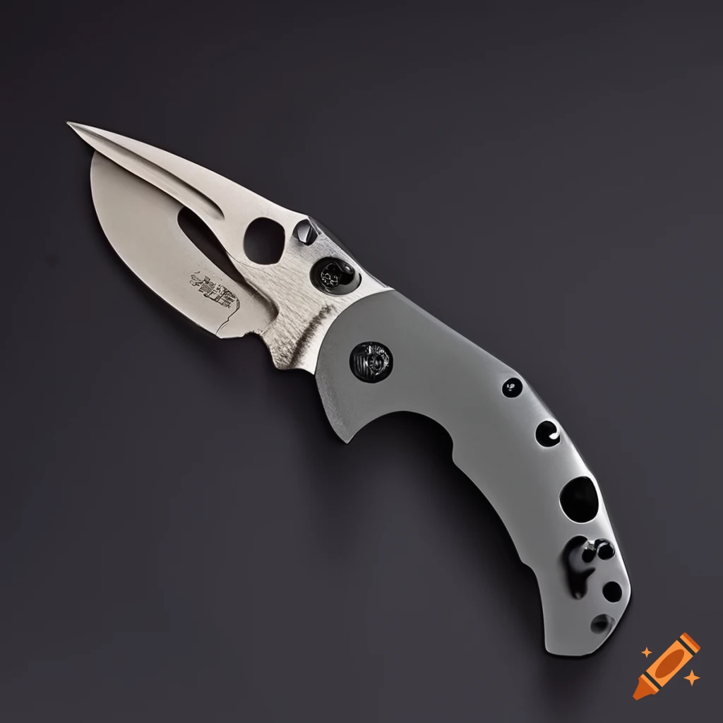 Spyderco jackknife scalpel on a dark glass steel table in futuristic Japan style