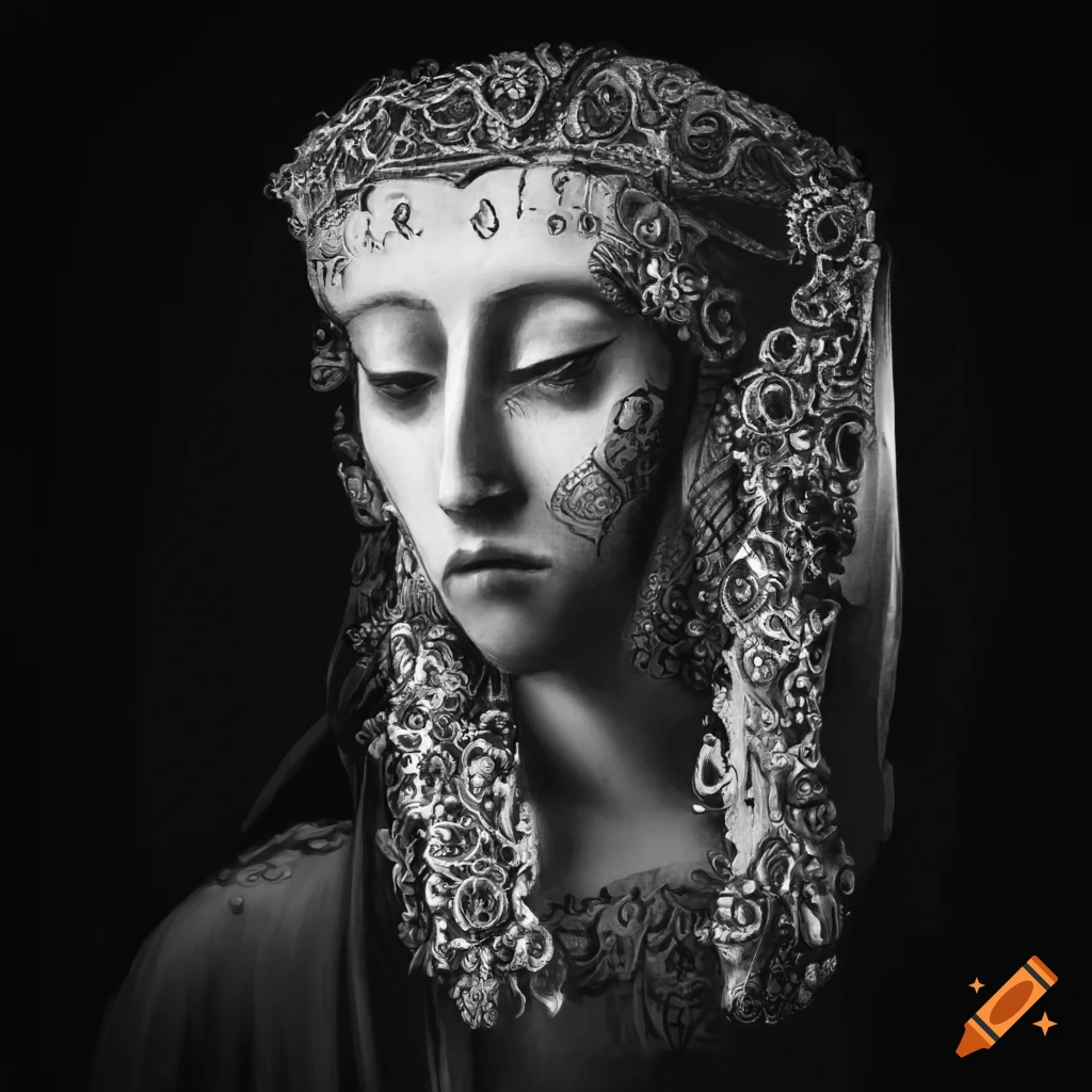 God of Desire in enchanting attire with theatrical mask in medieval art style