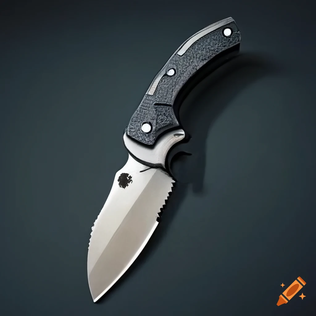 Spyderco jackknife scalpel on a dark glass steel table with futuristic Japan style
