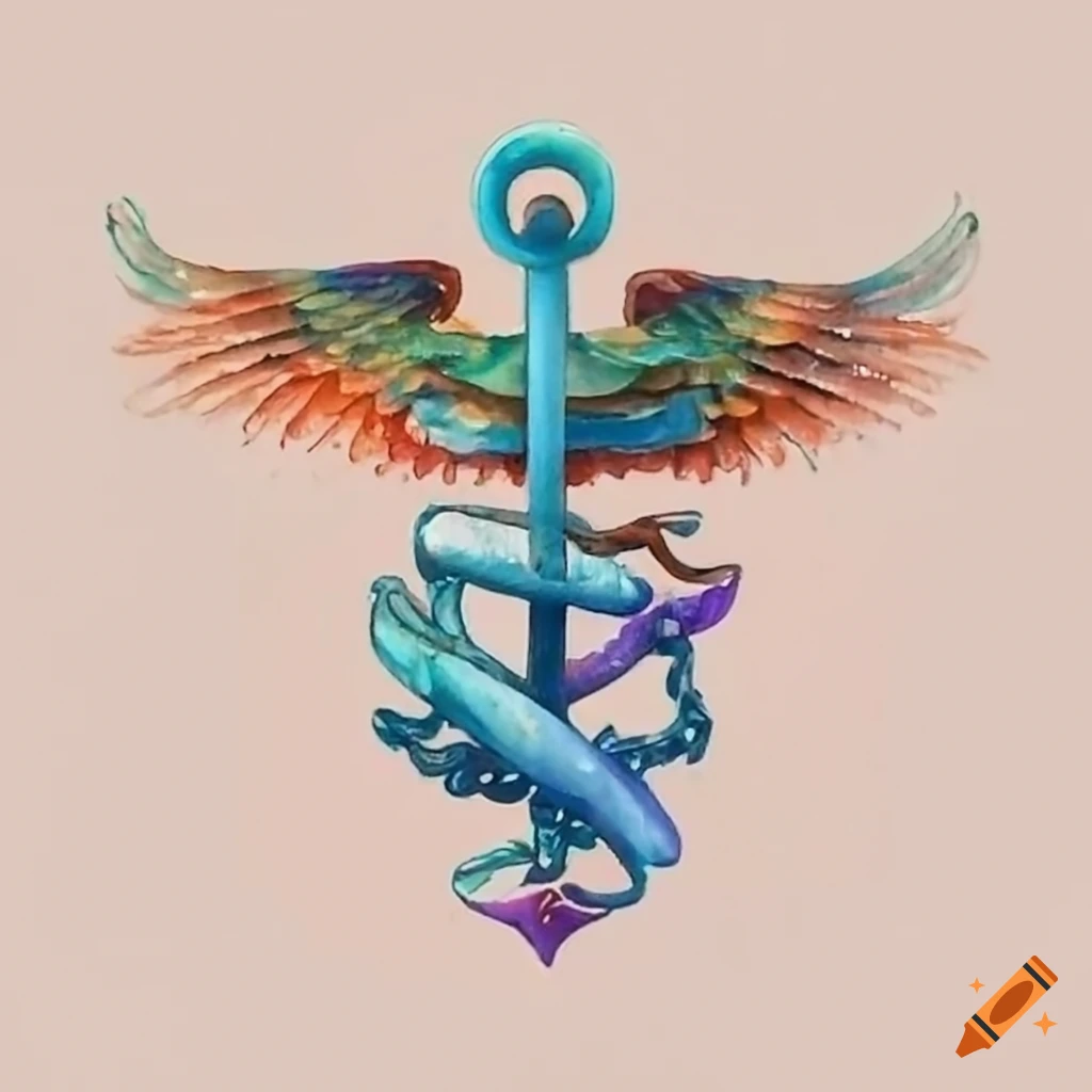 Caduceus merged with an anchor symbolizing marine doctor