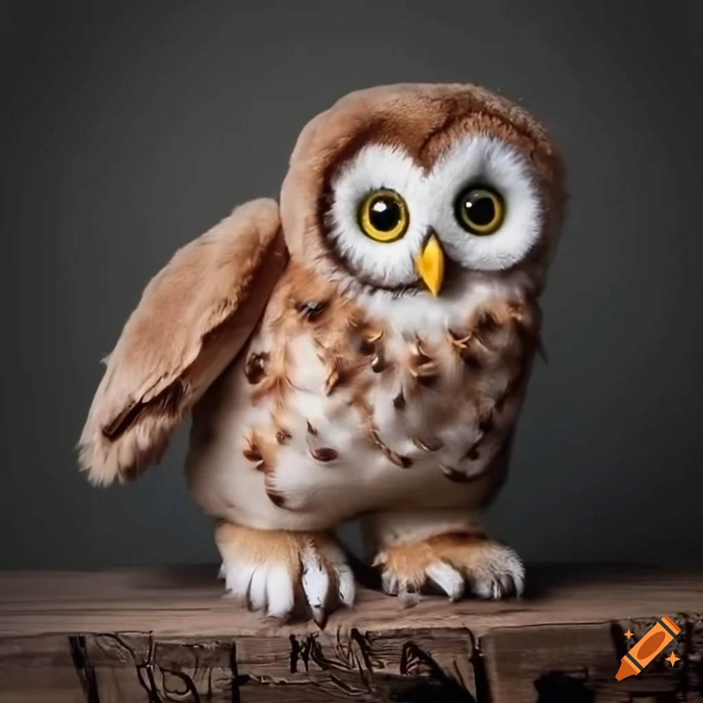 Photorealistic plushie owl