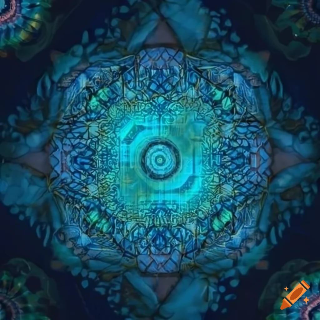 Lucid azure pattern with various geometrical figures