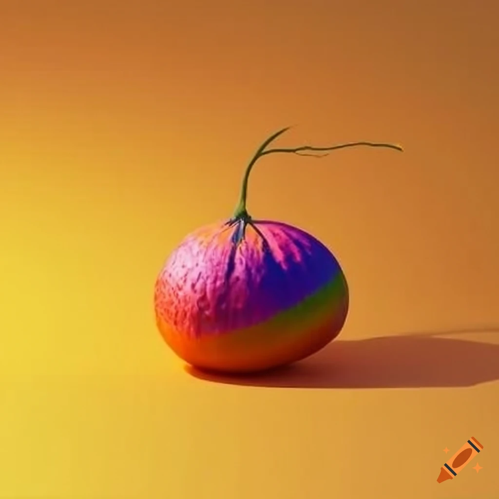 Single orange rainbow with leafy stem