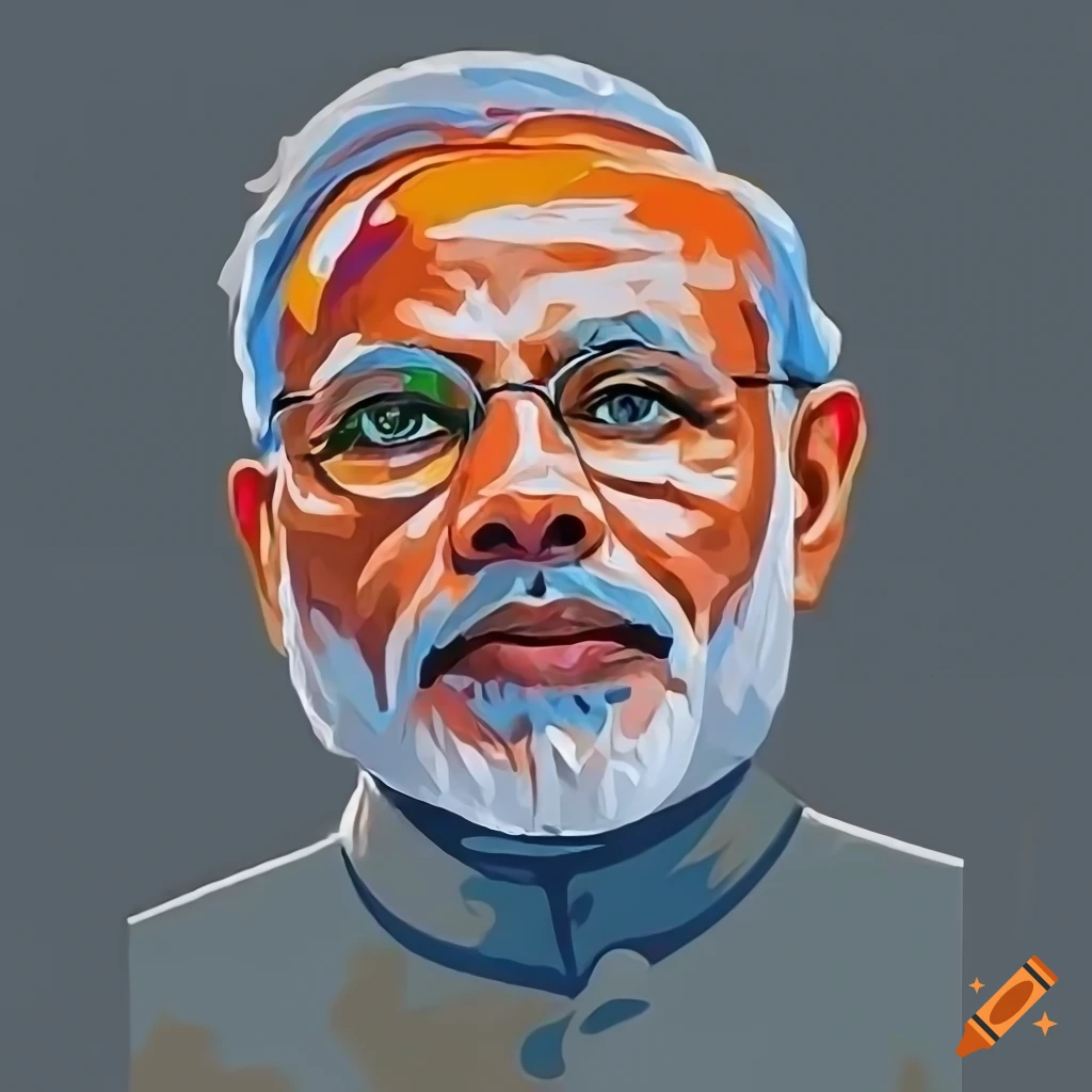 Aesthetic portrait of Narendra Modi on a dark background