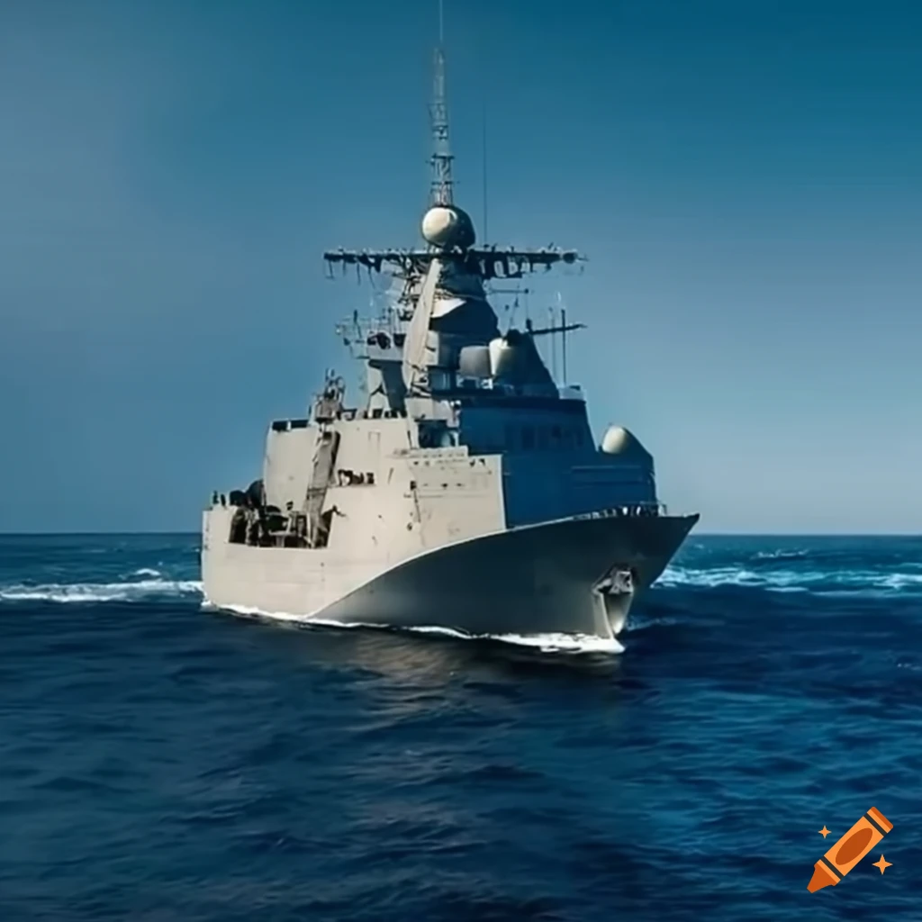 A very modern war frigate with powerful guns, rockets, and the latest equipment