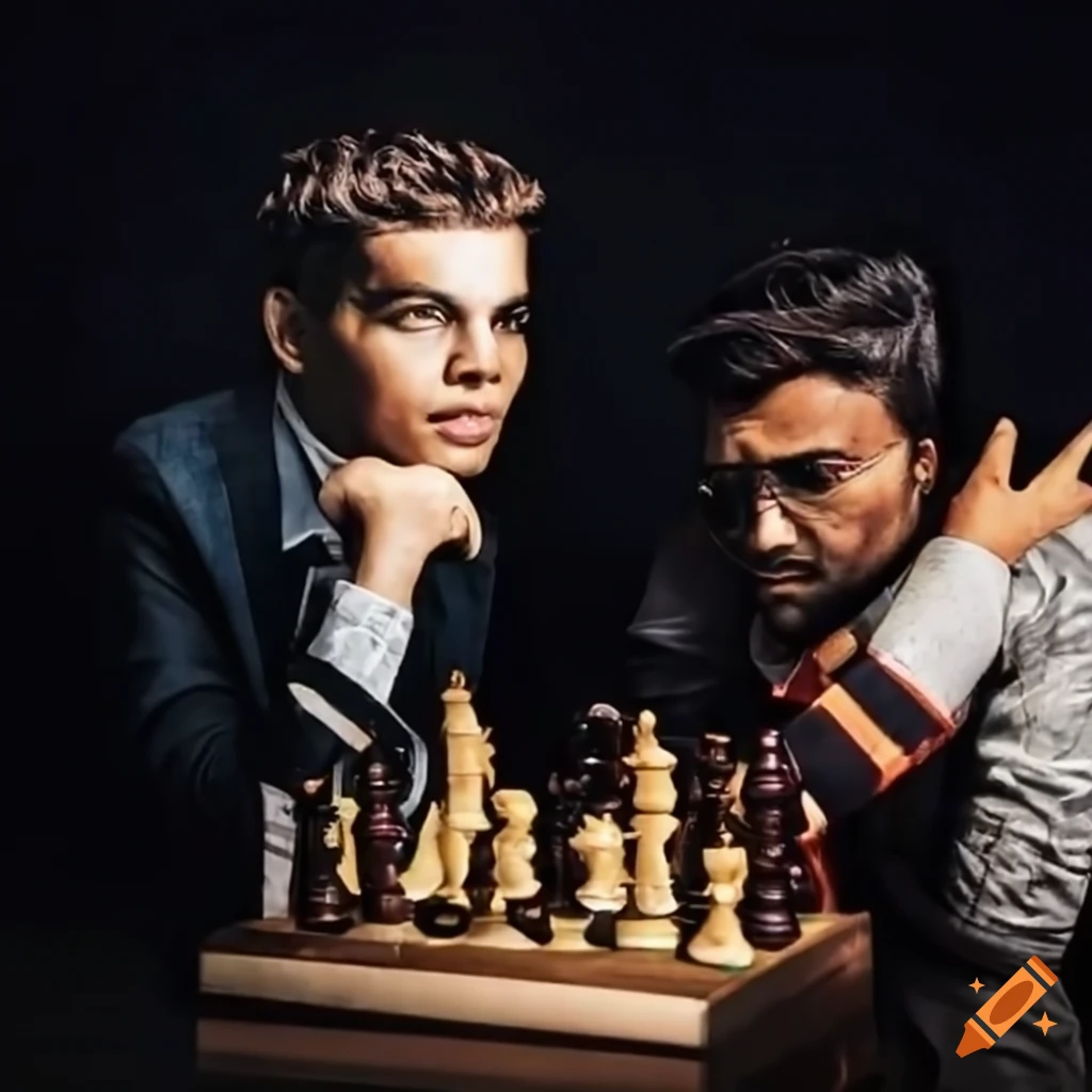 Arjun competing against Magnus in a chess match