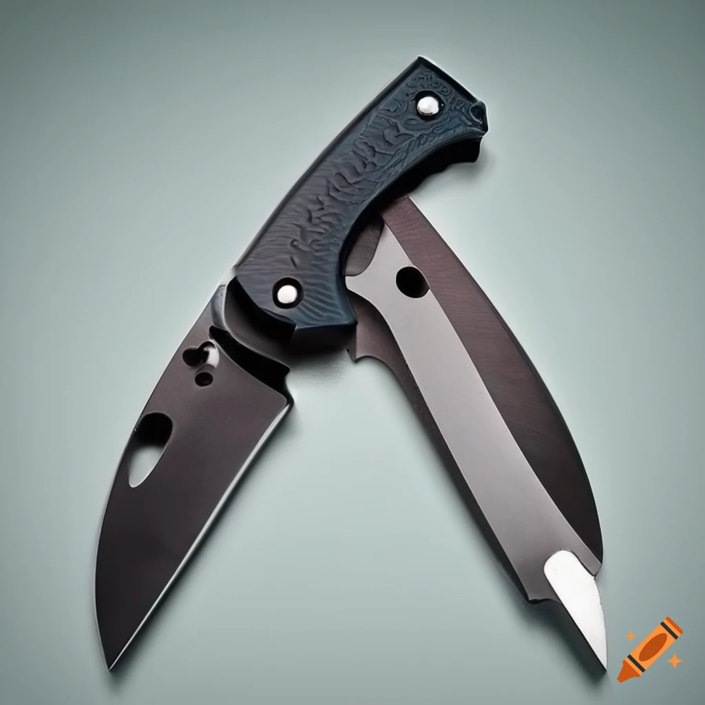 Spyderco jackknife scalpel on dark glass steel table with futuristic Japan style