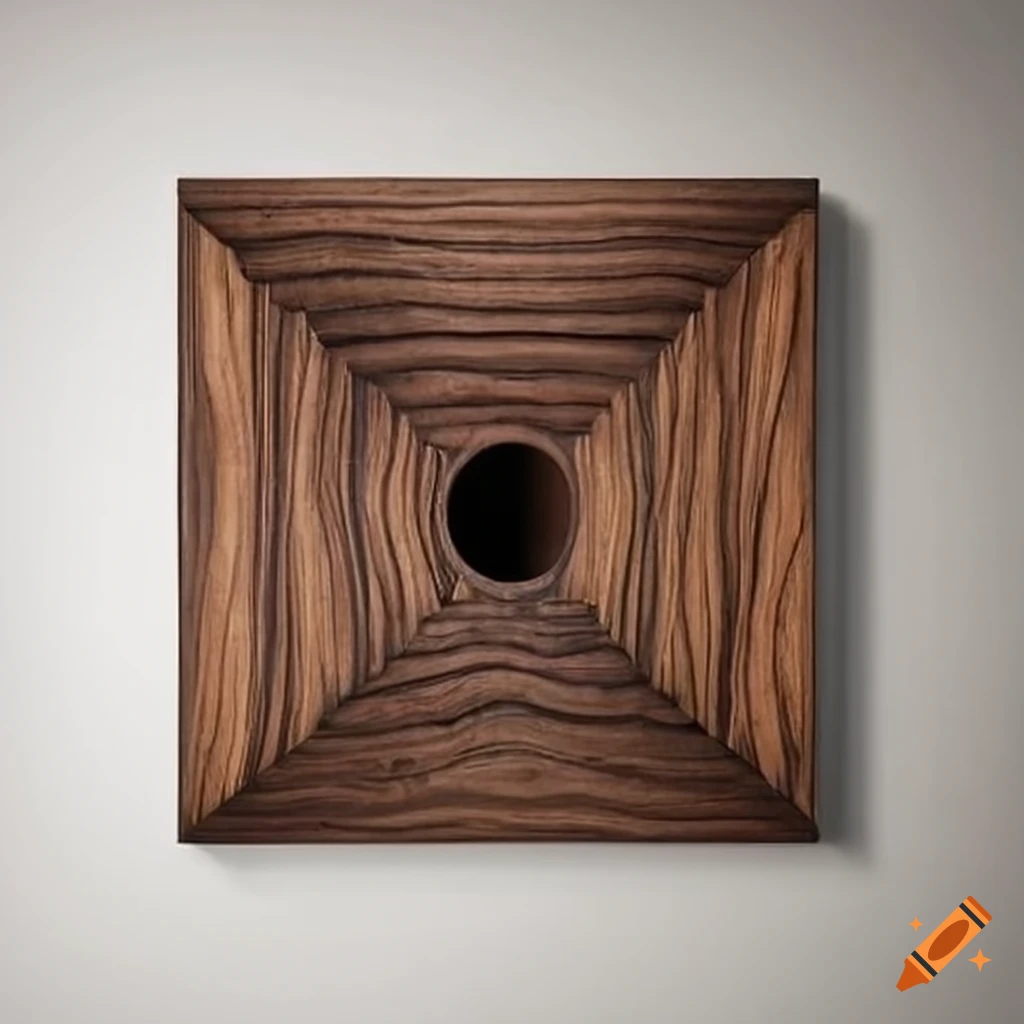 Black walnut wall art with intricate carved design on Craiyon