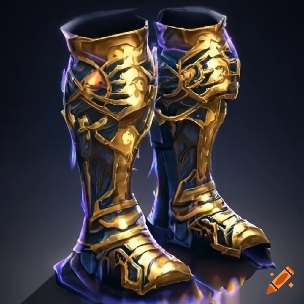 Adorned mithril-plated knight boots for the leg armor slot in an RPG game