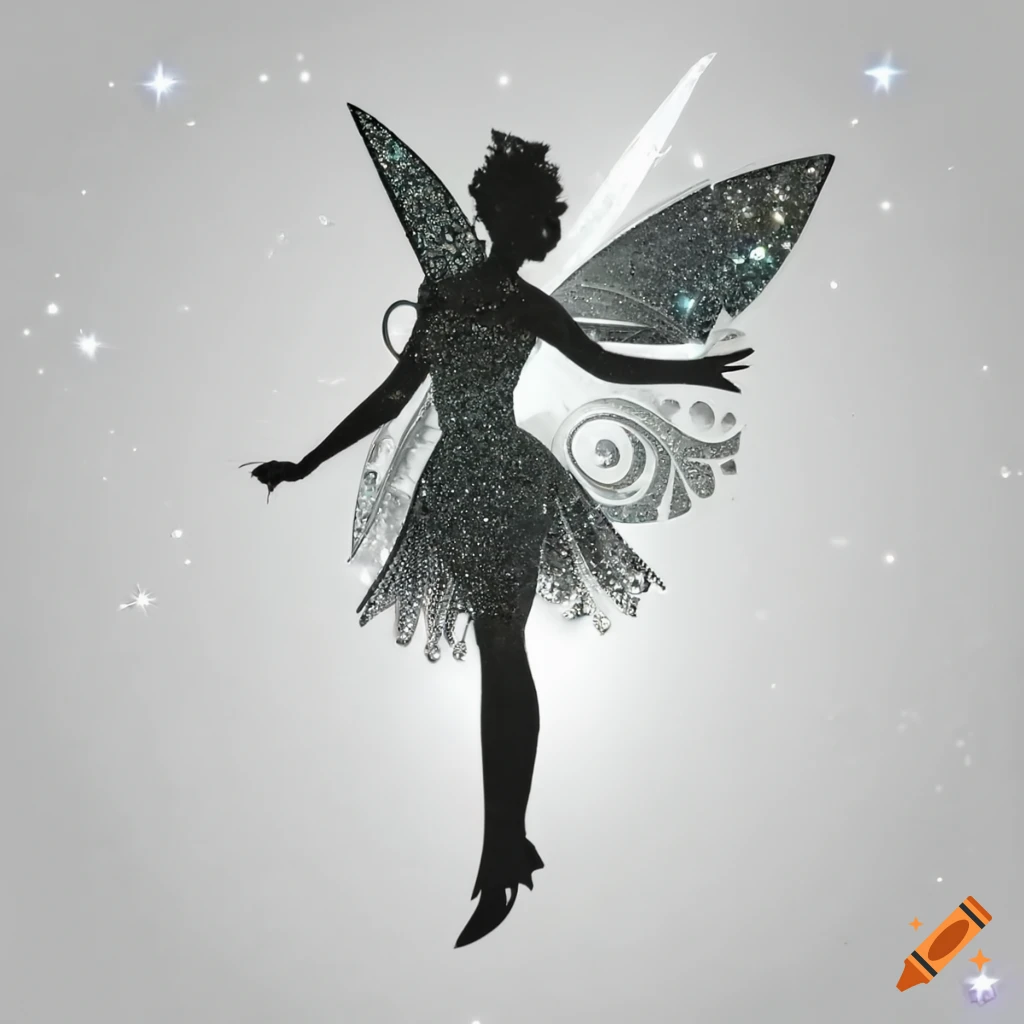 Silhouette of a fairy made of sparkles and glitters