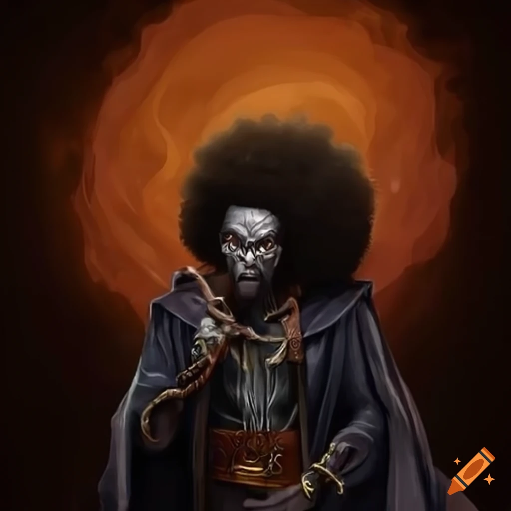 Powerful black wizard with an afro