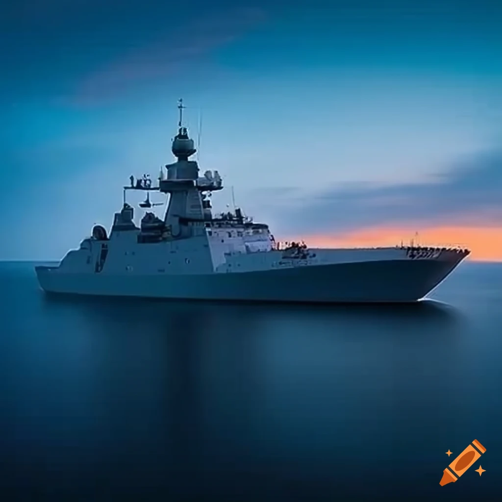 A very modern war frigate with powerful guns, rockets, and the latest equipment