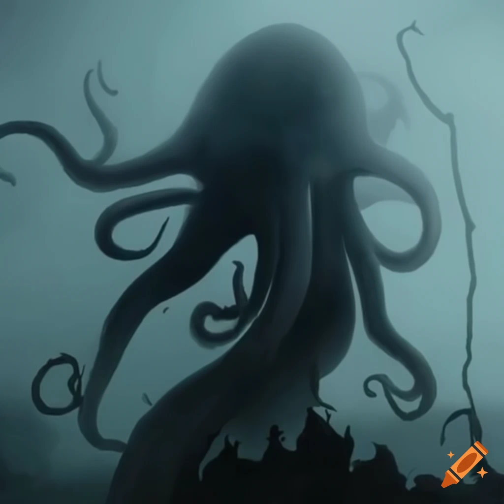Octopus monster in foggy fantasy setting