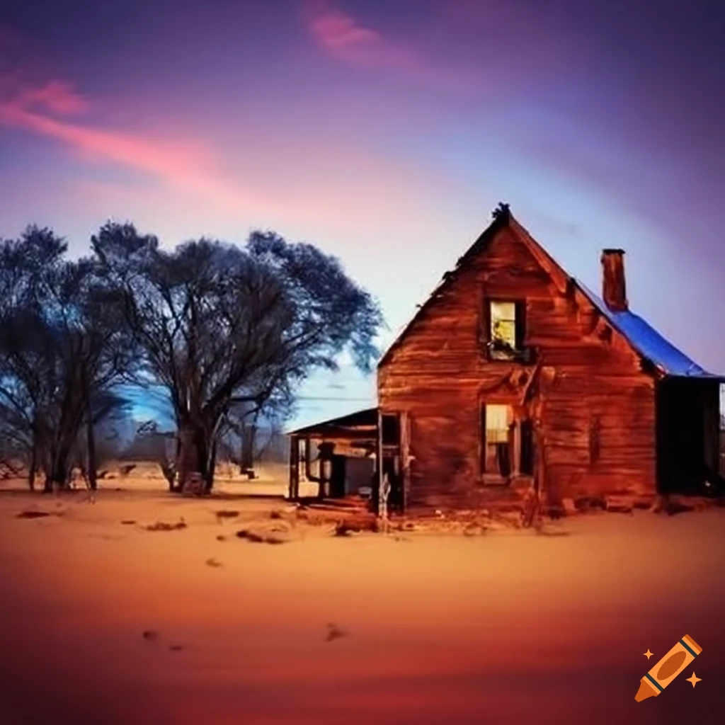 Cottage in rural outback with oil smears