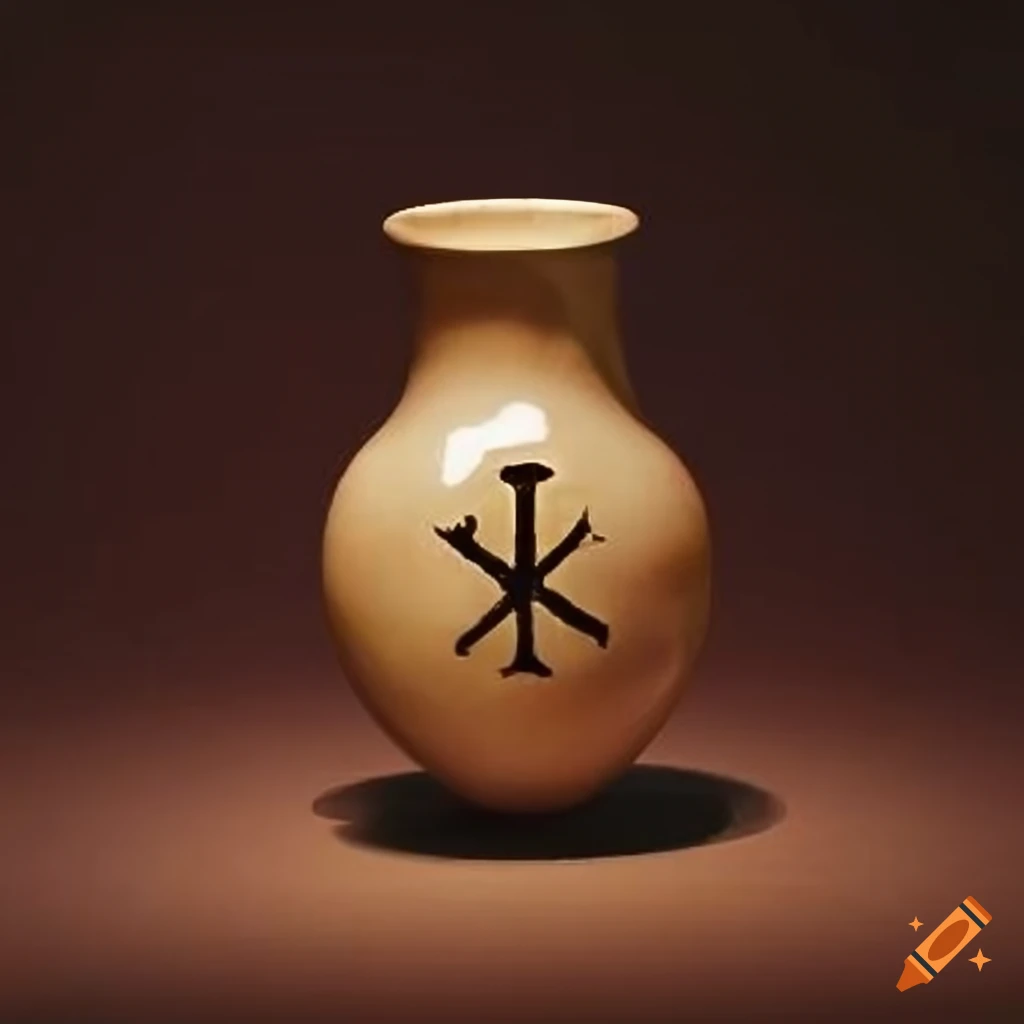 Old plain vase with a Chi Rho symbol