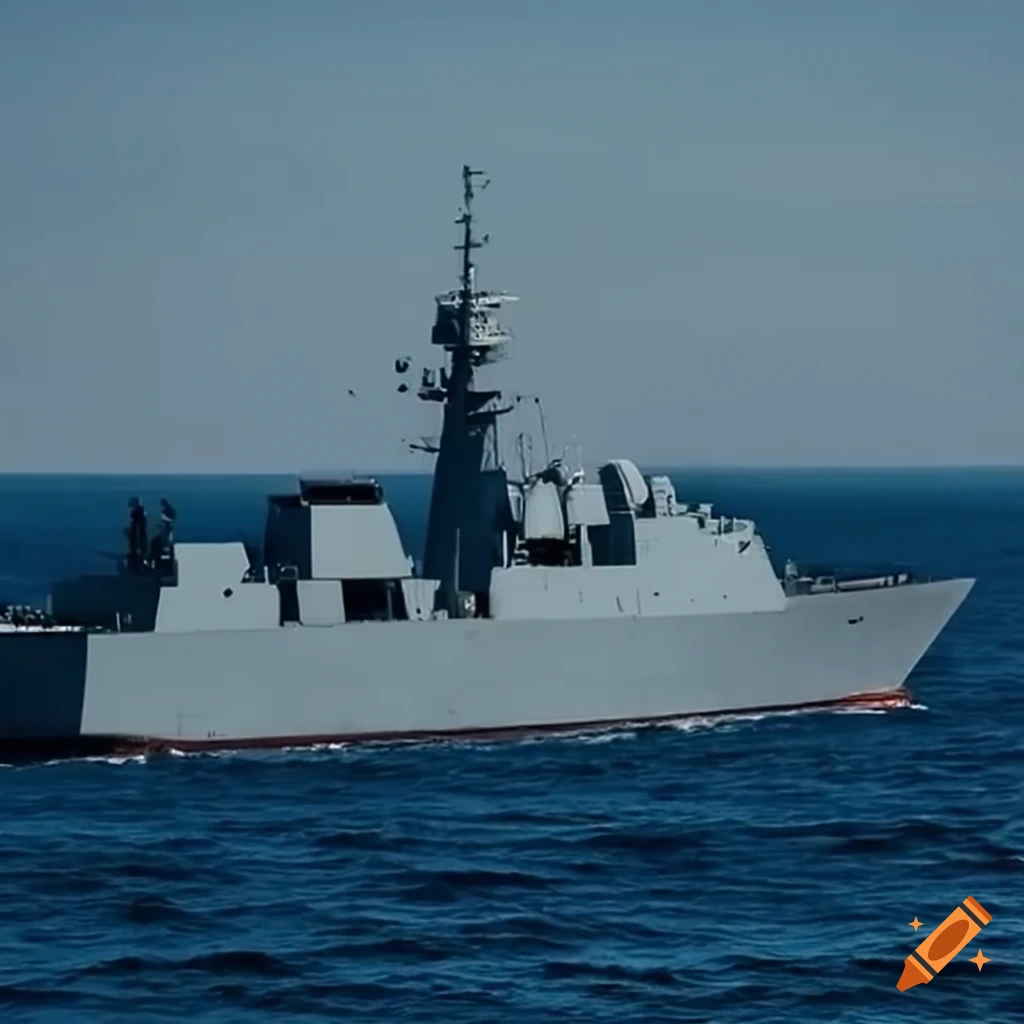 A very modern war frigate with powerful guns, rockets, and the latest equipment