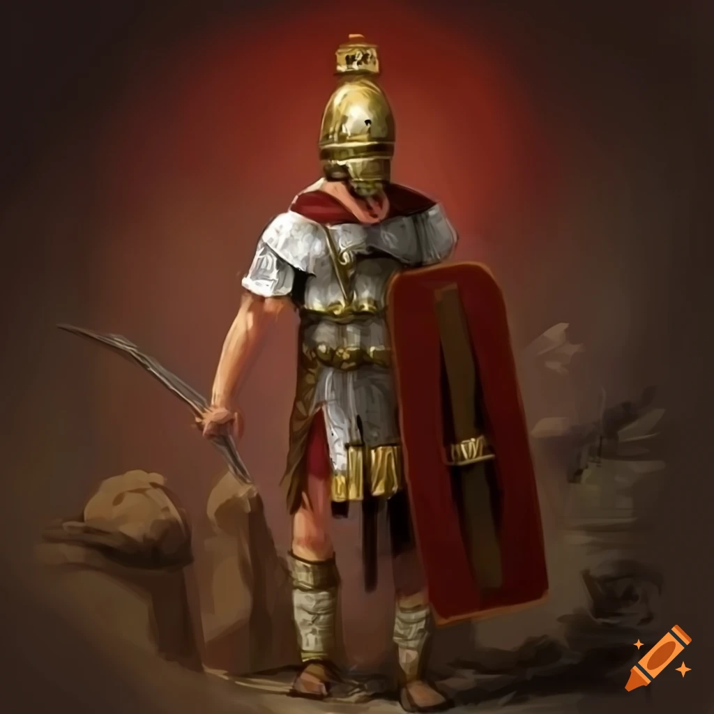 Roman soldier in a fantasy art style in ancient Rome