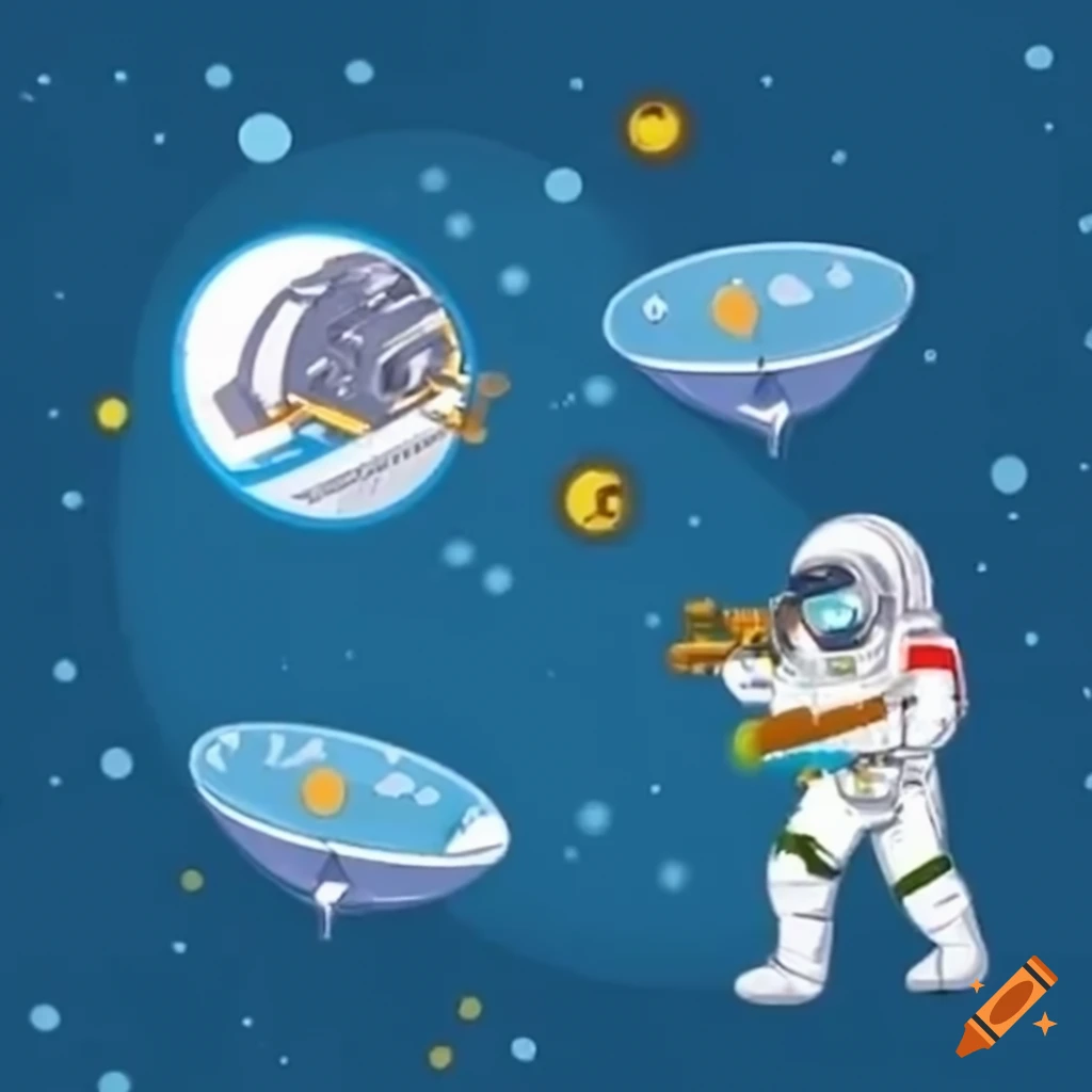 Astronauts communicating with ground control using satellite dishes in space