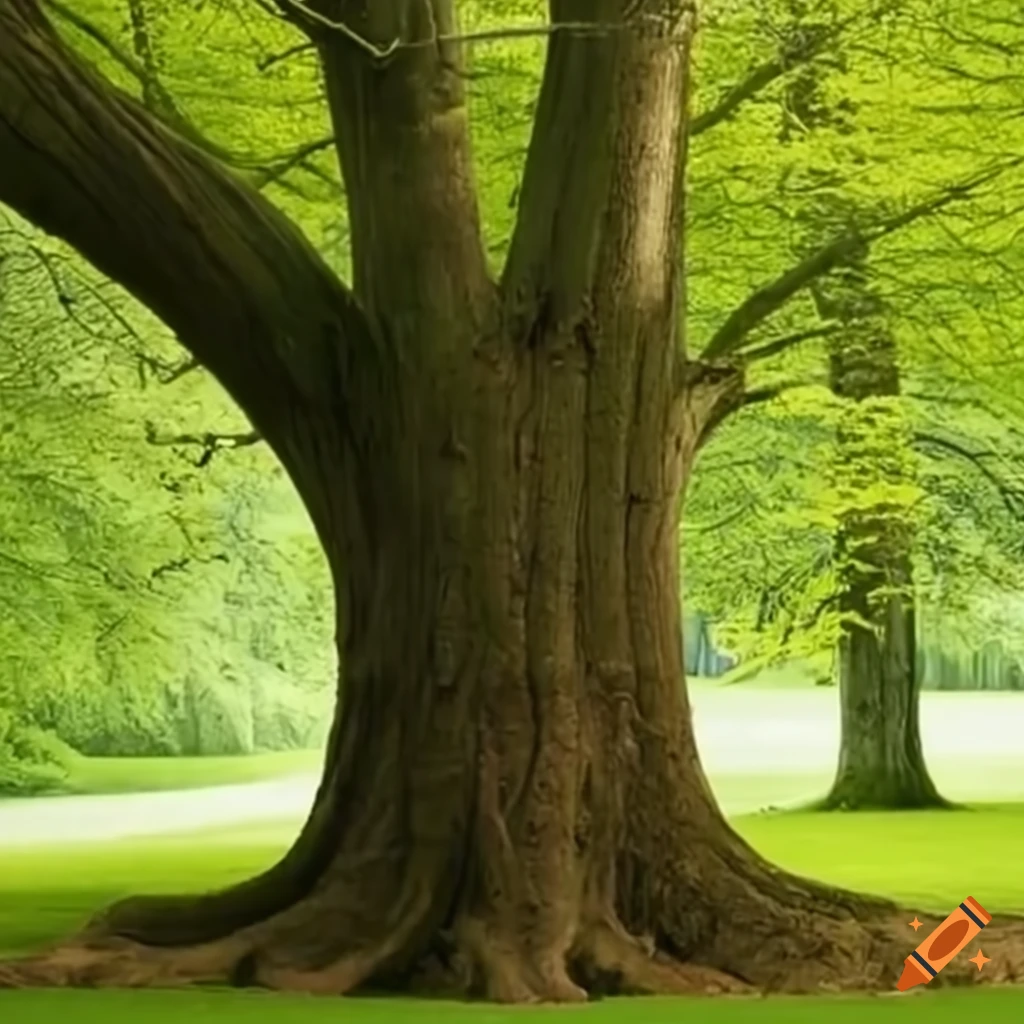 Tree with leaves in shapes of c and B, realistic and simple design