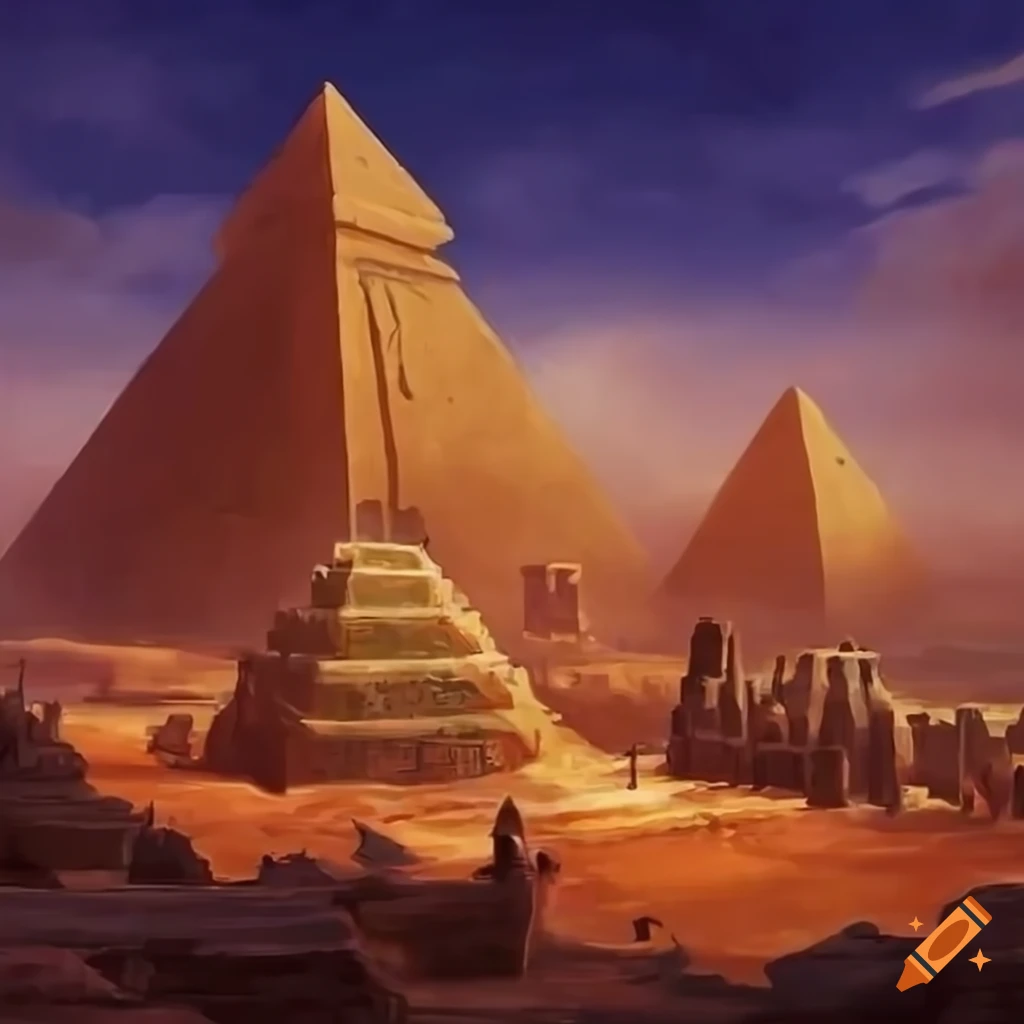 Ancient Egyptian city in a fantasy painting in HD 4k