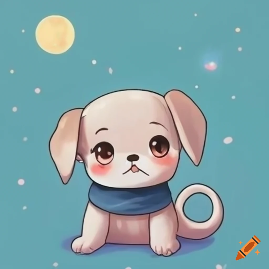 Hình chú chó hoạt hình mặc áo màu xanh với chữ DUE màu trắng
