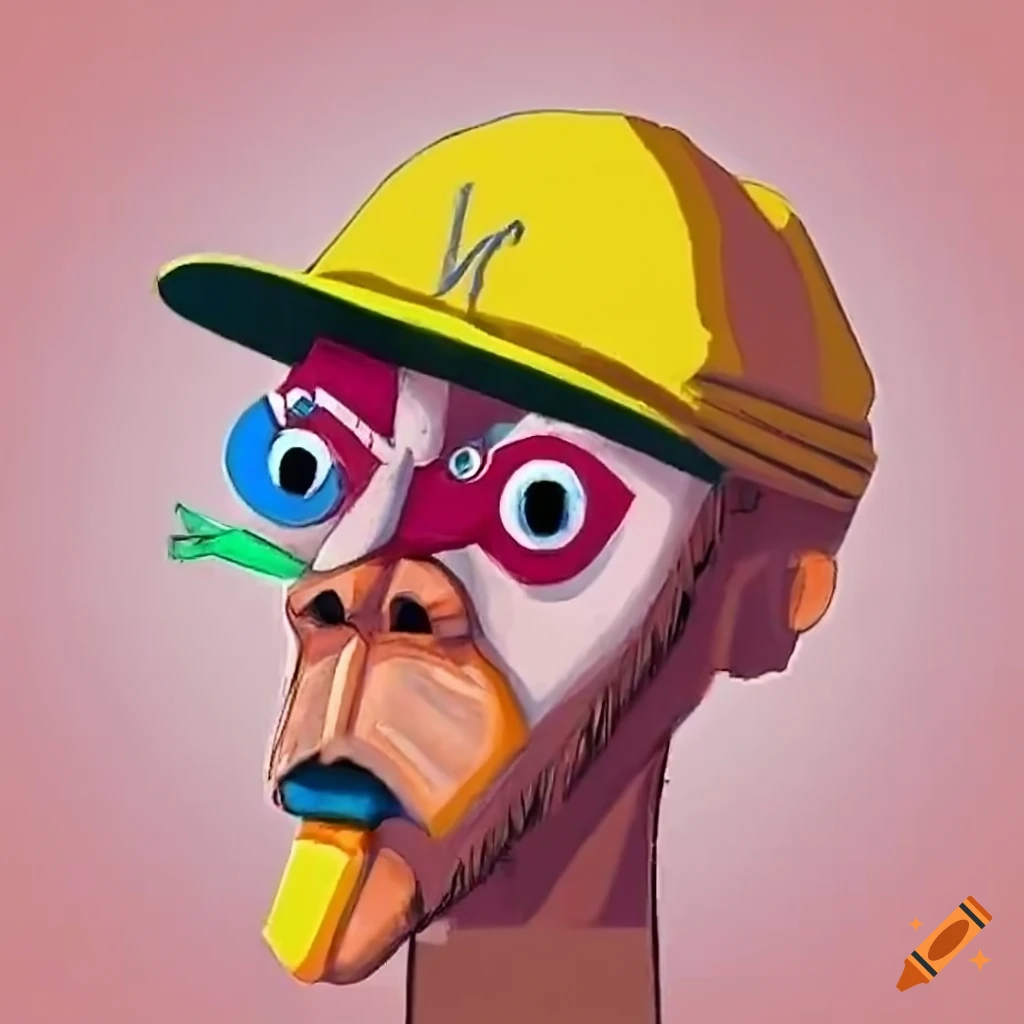 Anime man with quirky expression in outsider art style