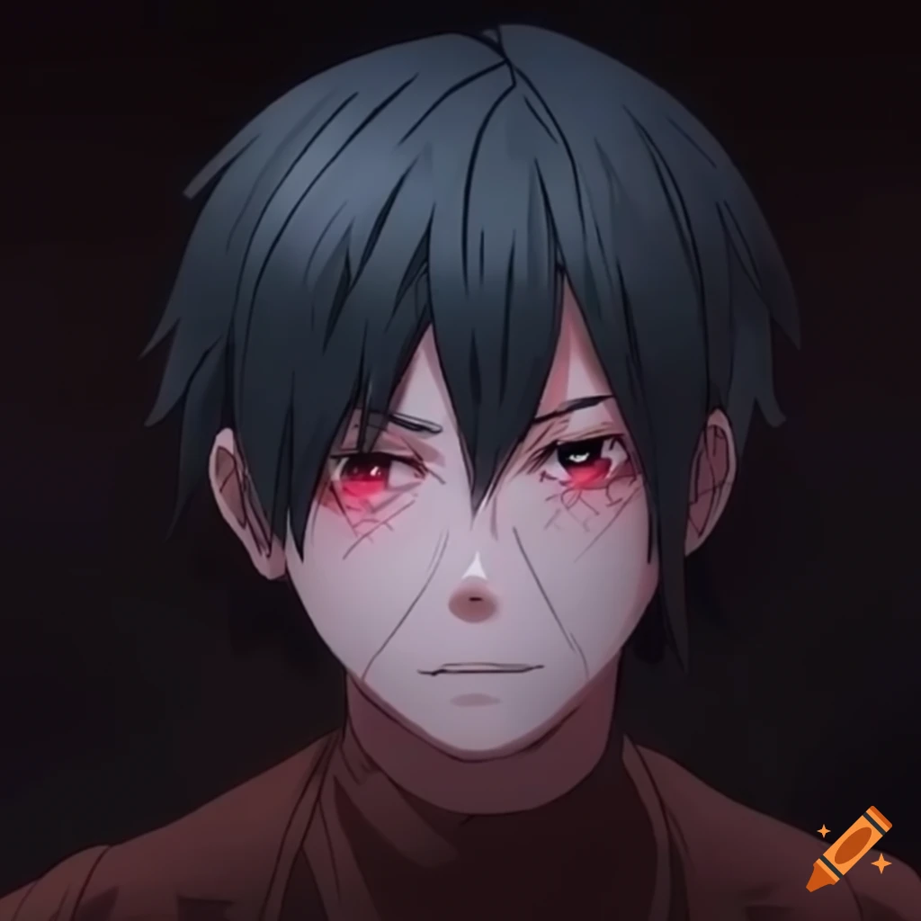 Mysterious anime man with half face covered