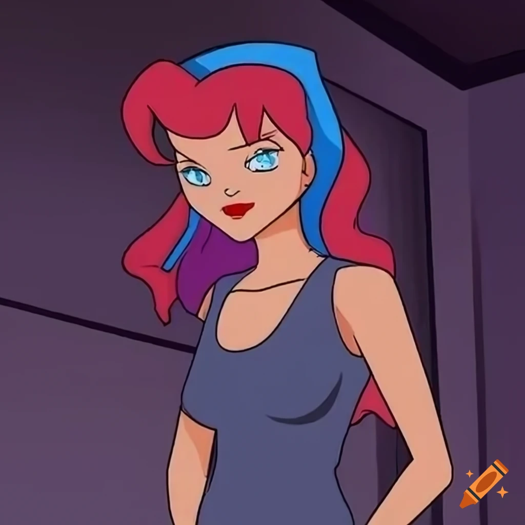 Barbara with red hair and ice-blue eyes laying in bed