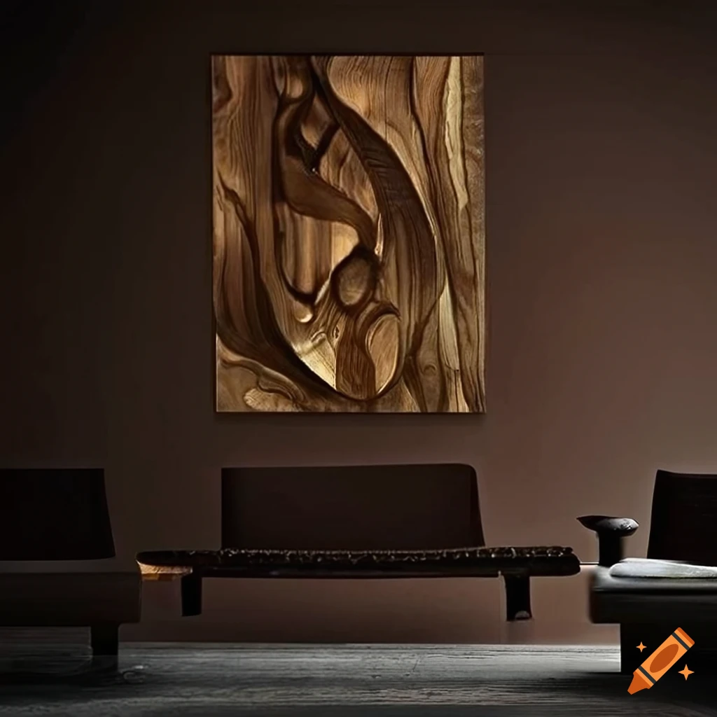 Luxurious wall art crafted from black walnut wood with intricate ...