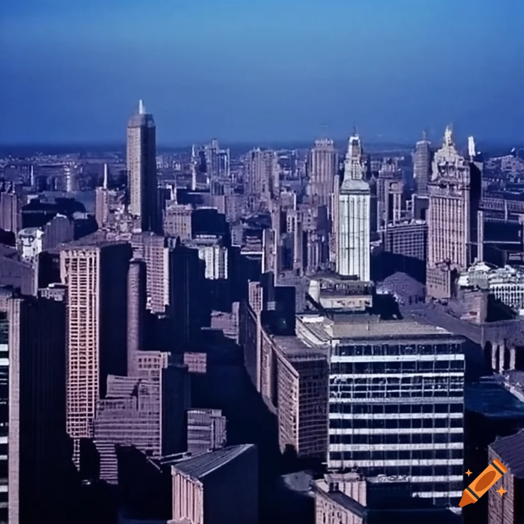 Realistic view of a medium-sized city's CBD in the 1980s