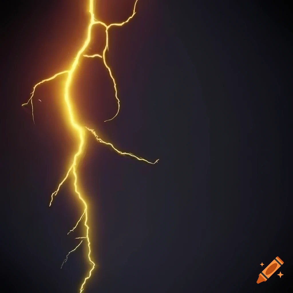Golden lightning bolt in a 3D artwork against a dark background