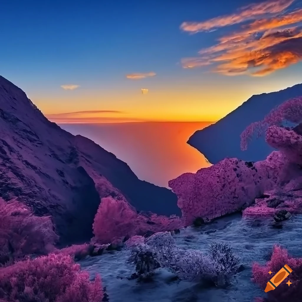Volcanic landscapes of the Aeolian Islands glowing under infrared light