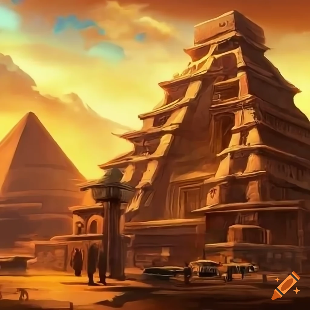 Ancient Egyptian city in a fantasy painting in HD 4k