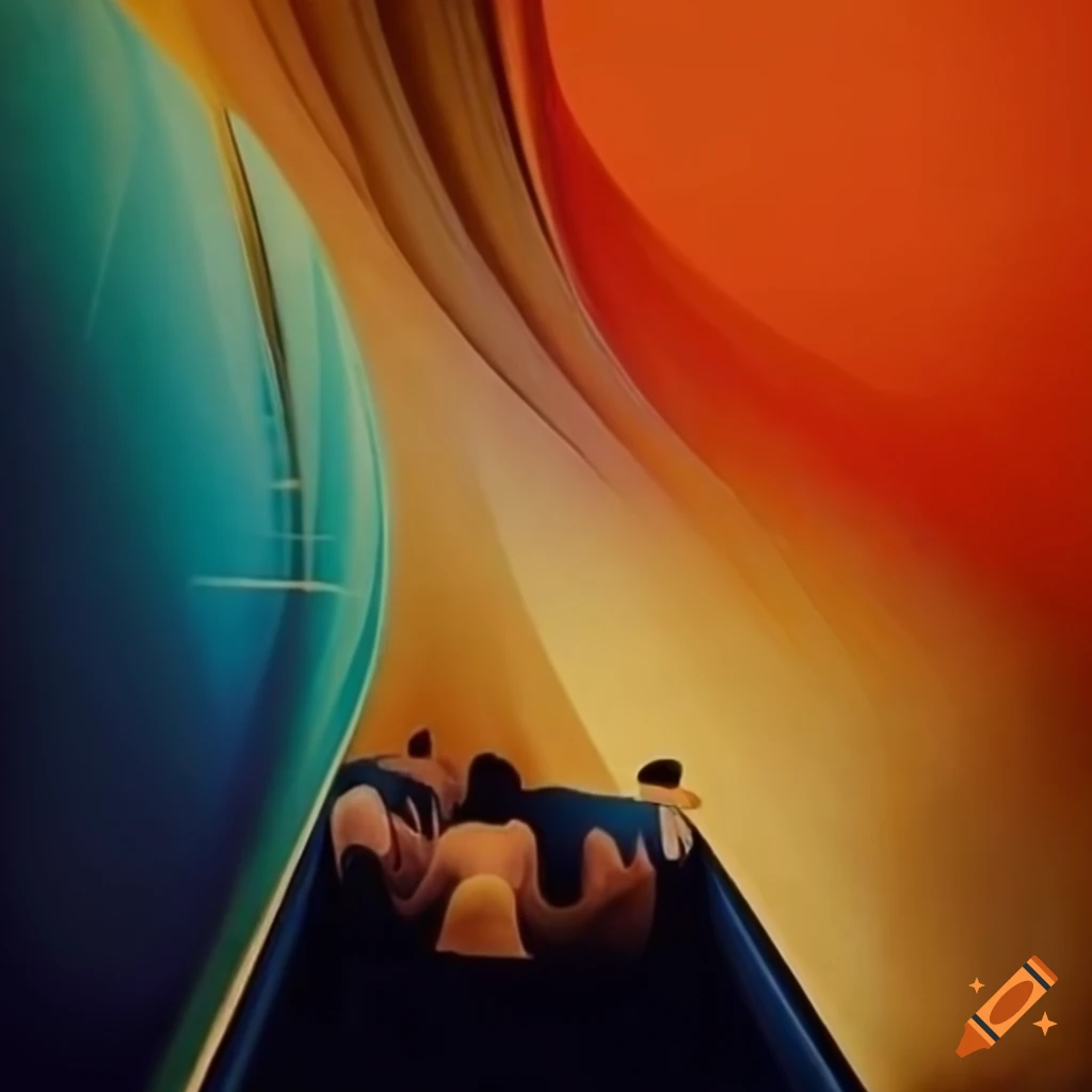 Abstract expressionism and op art of people whispering in airplane seating rows