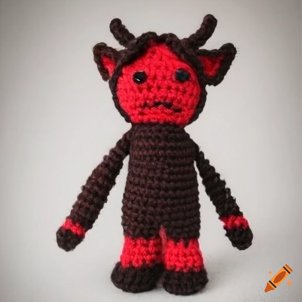 Colorful and intricate crochet devil doll design