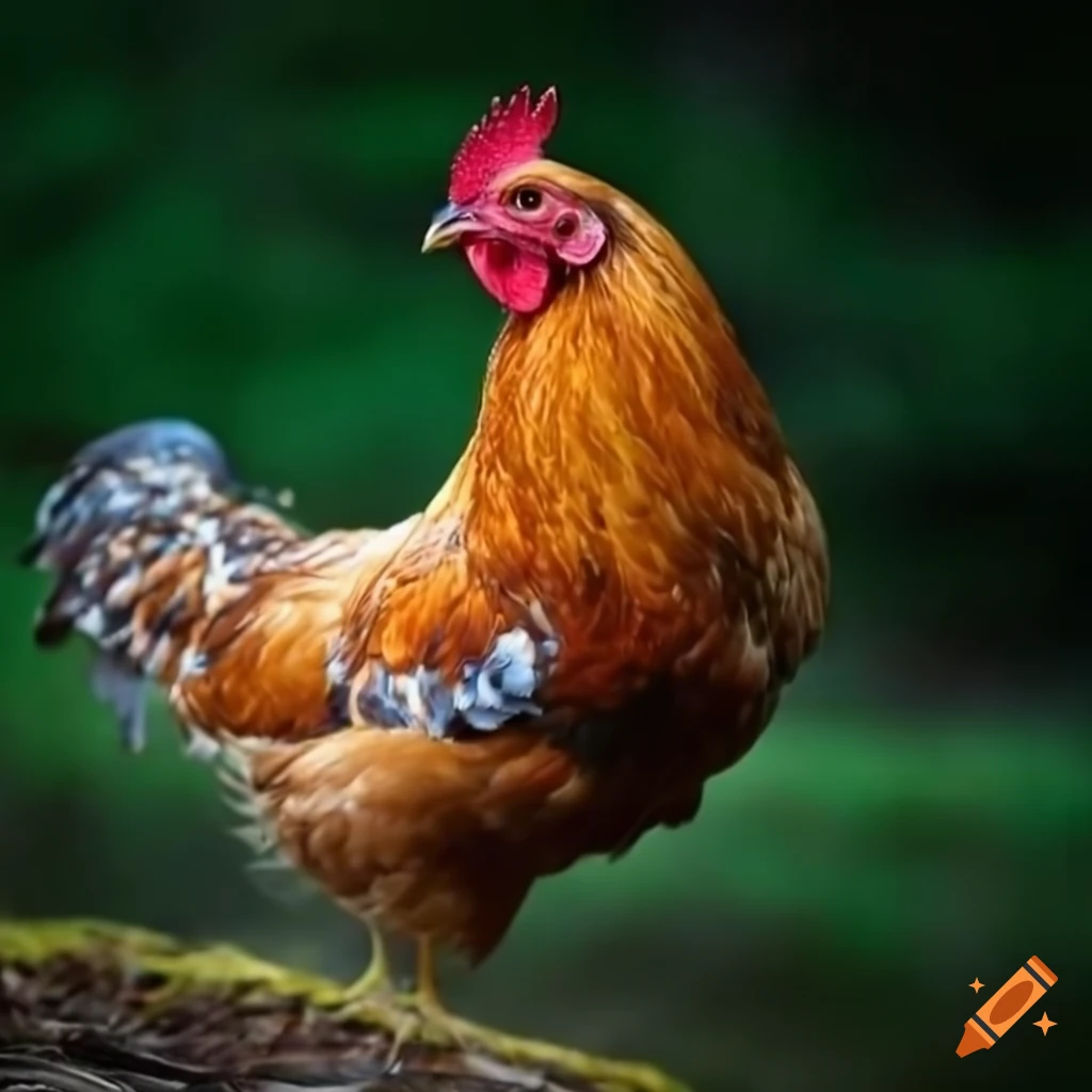 Chickens playing happily