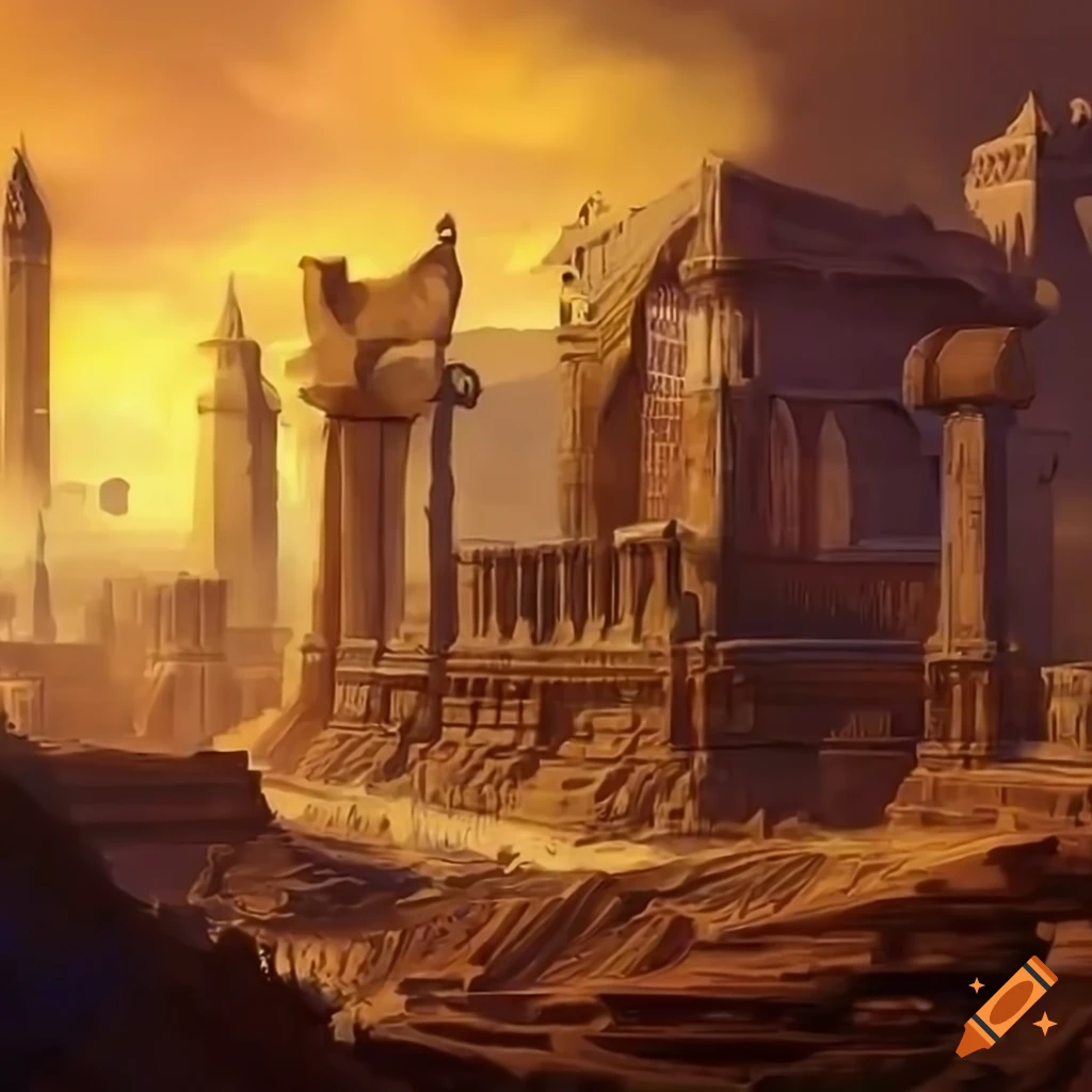 Ancient Egyptian city in a fantasy painting in HD 4k