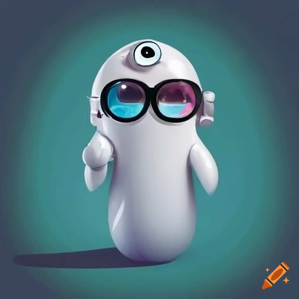 Cute ghost in a space suit wearing glasses