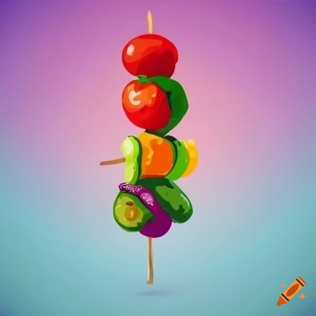 Colorful vegetables on skewers for a barbecue
