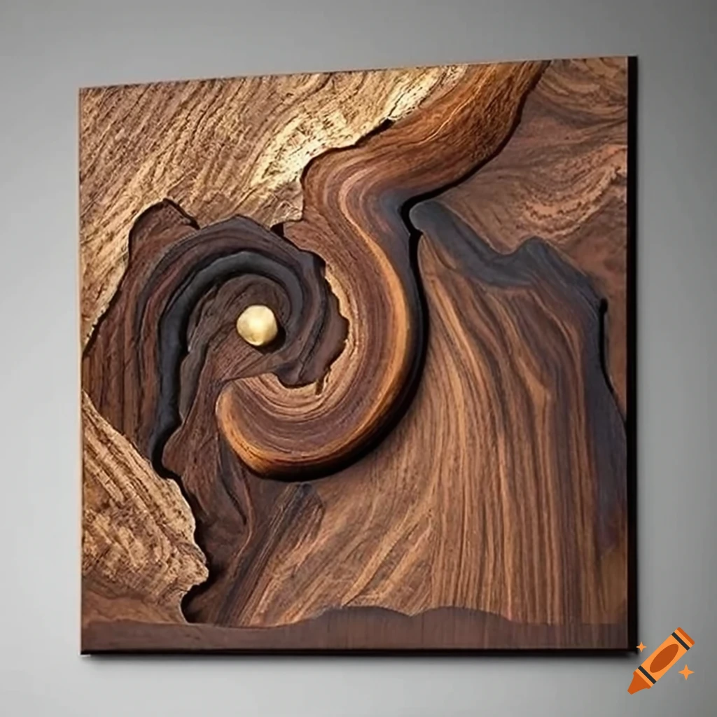 Luxurious wall art crafted from rich black walnut wood with intricate ...