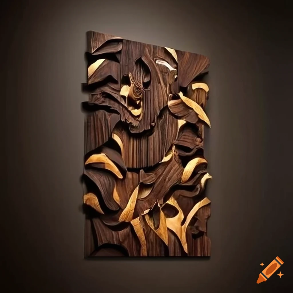Luxurious black walnut wood wall art with intricate carvings