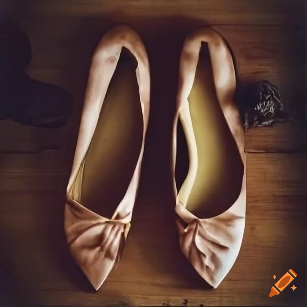 Suspenseful scene reminiscent of an old horror movie with a ballerina slipper and a sharp knife