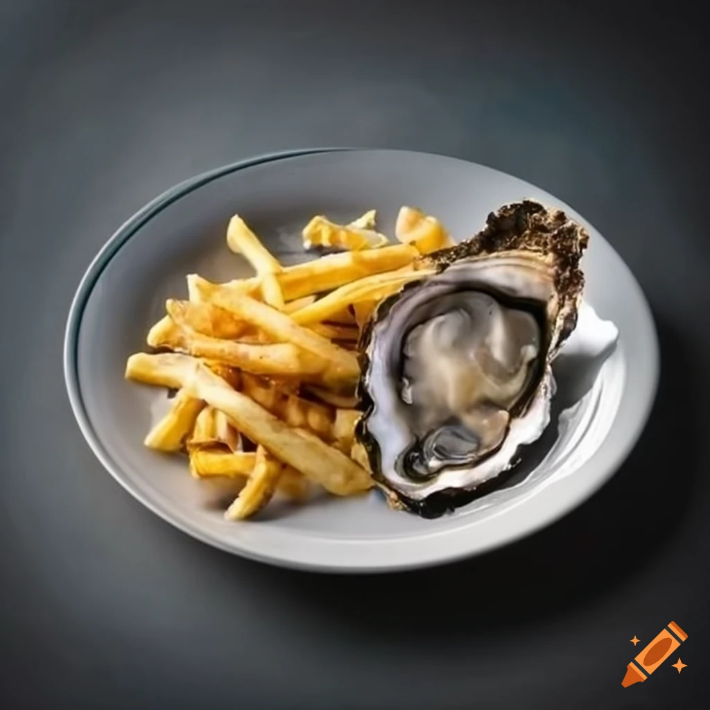 Kilpatrick oyster on a plate with fries