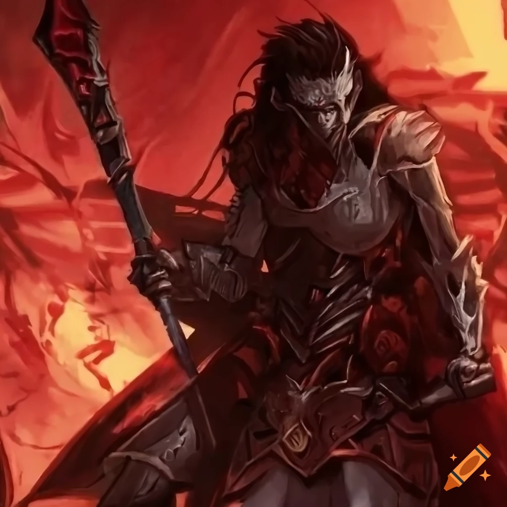 Phantasm cold gladiator with a bloodshed greatsword in a magical setting