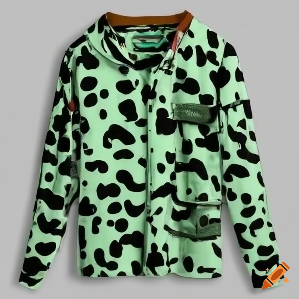 Dalmatian dog with a green camouflage pattern
