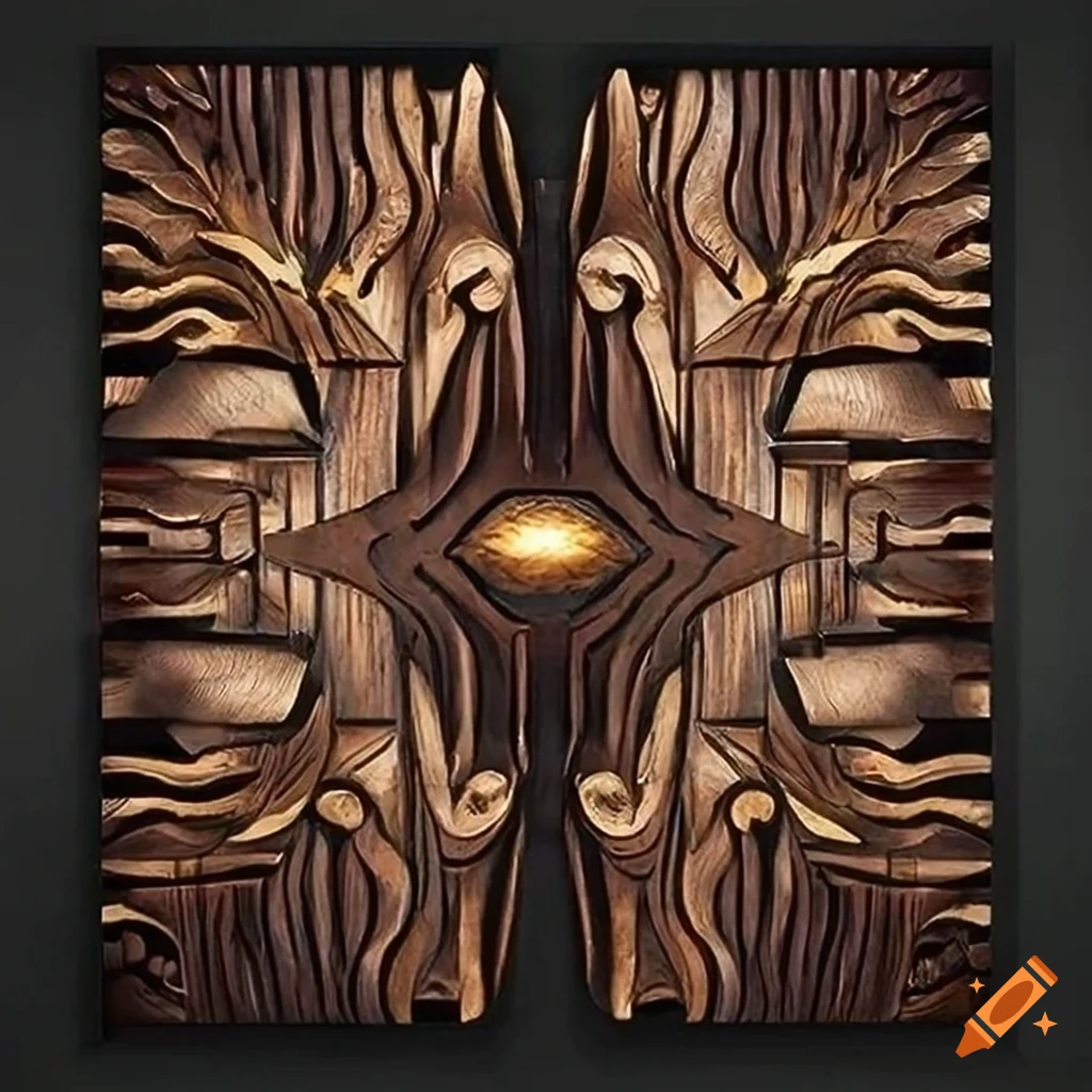 Luxurious black walnut wood wall art with intricate carvings on Craiyon
