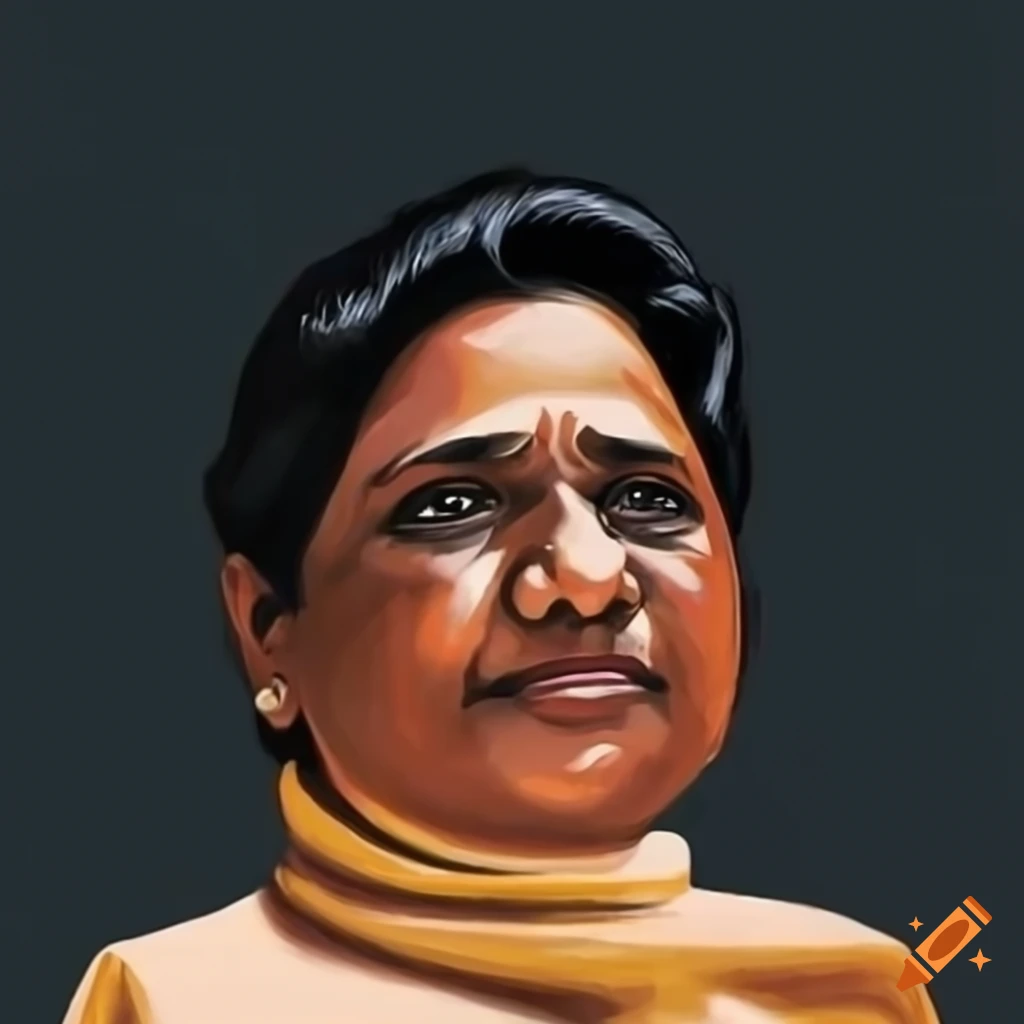 Mayawati with dark aesthetic background and no hands