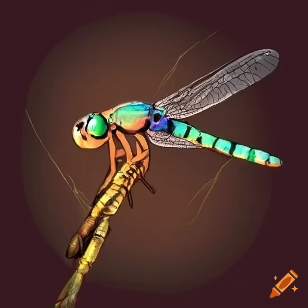 Dragonfly drawing with 4 inches square size