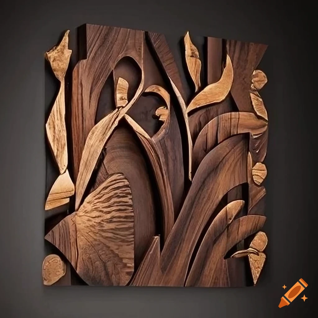 Luxurious wall art crafted from rich black walnut wood with intricate ...