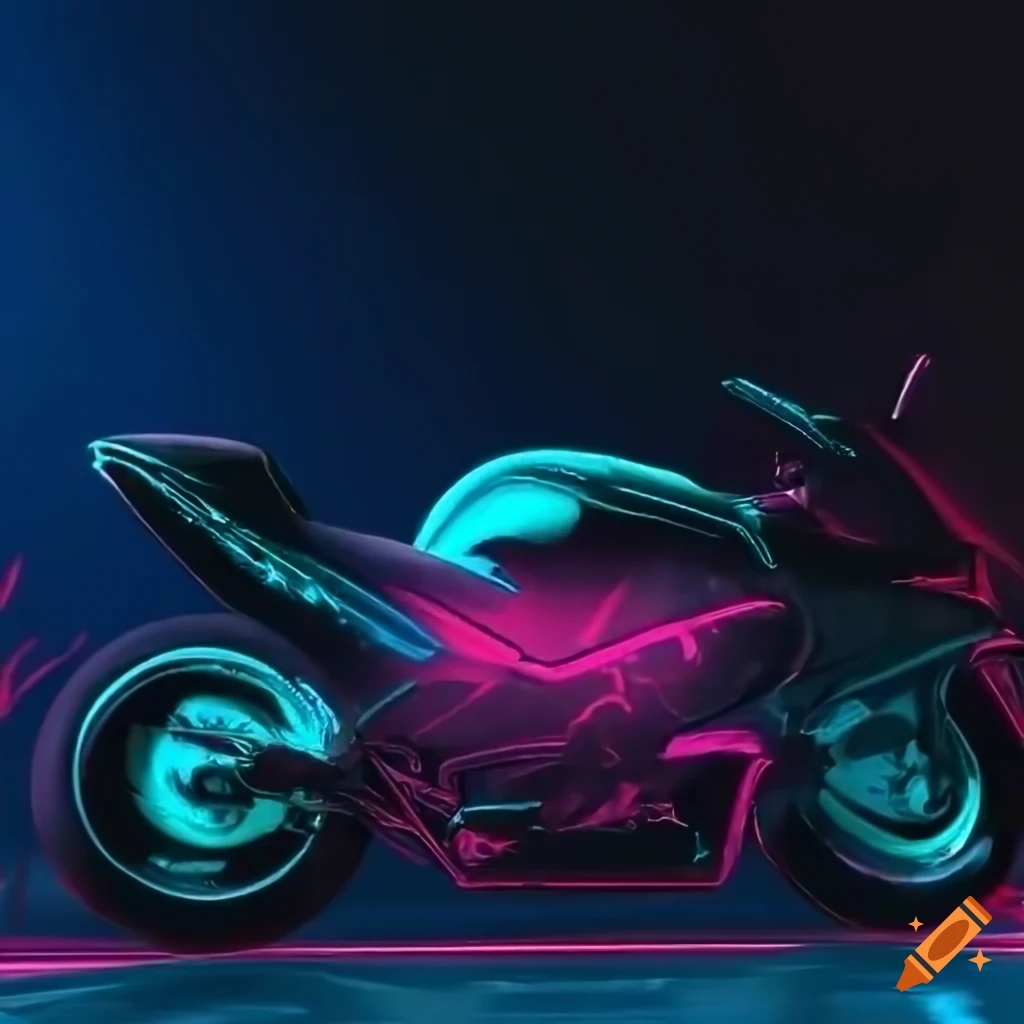Sport motorcycle in neon Japan vibes at 2560x1440 resolution